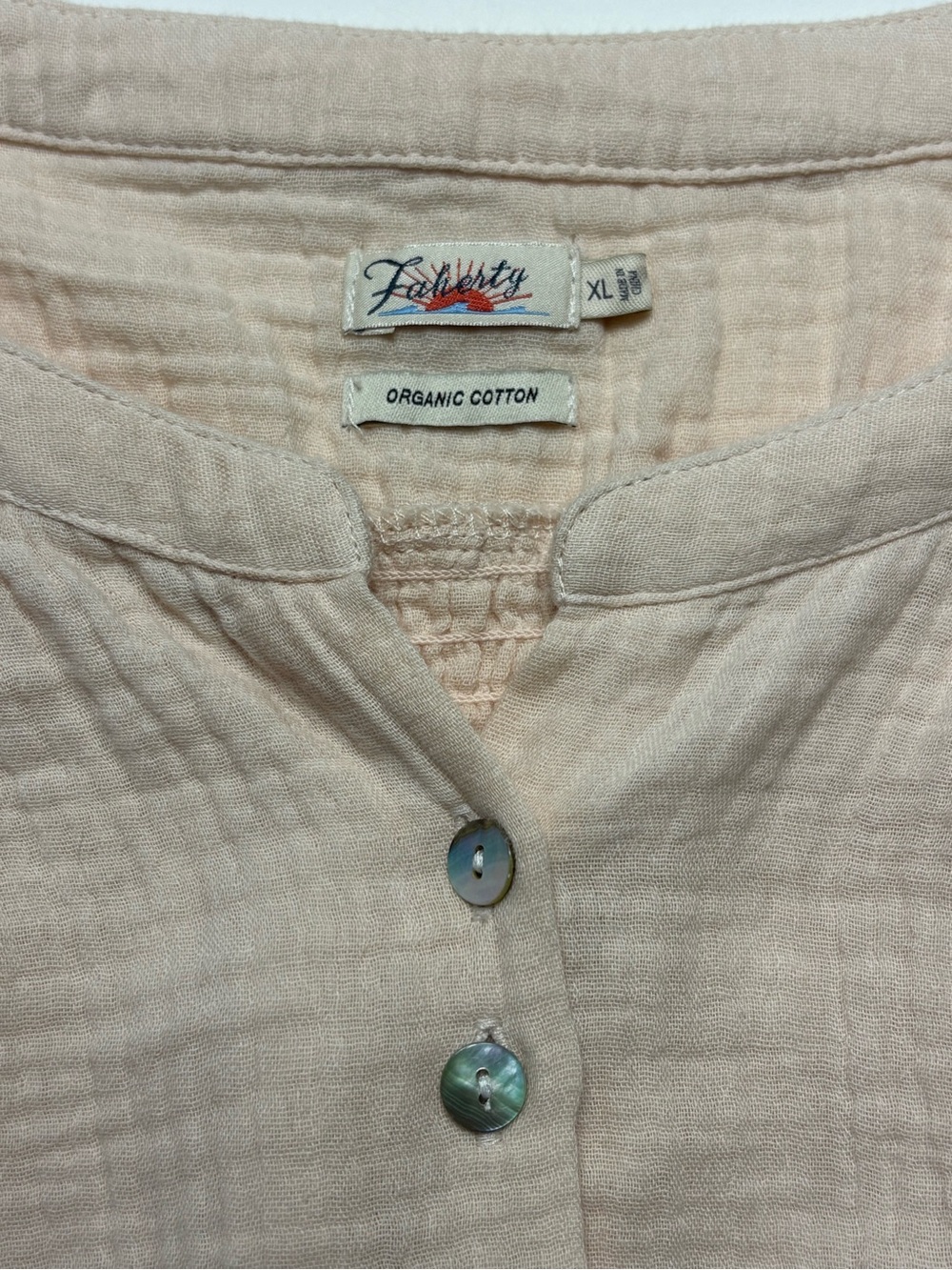 Faherty Everleigh Dream Organic Cotton Gauze Top Vanilla Cream XL - Picture 9 of 11
